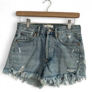 Agolde Distressed PARKER Jean Shorts - Light Blue